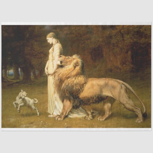 羊とライオンの切り離し紙 薄葉紙 (正面)