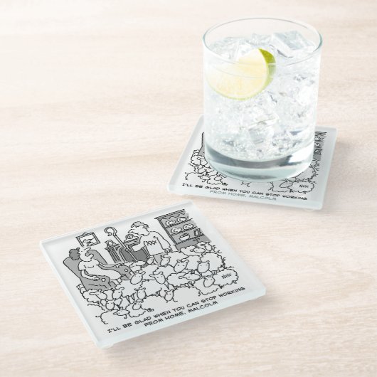 羊と家から働く羊飼いおもしろい ガラスコースター (アングル)