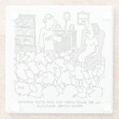 羊と家から働く羊飼いおもしろい ガラスコースター (裏面)