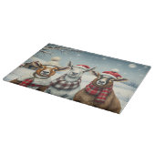 羊と小屋のある冬の風景 カッティングボード (角)