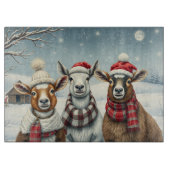 羊と小屋のある冬の風景 カッティングボード (正面)