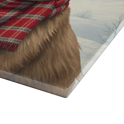 羊と小屋のある冬の風景 カッティングボード (角)