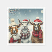 羊と小屋のある冬の風景 スタンダードカクテルナプキン (正面)