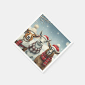 羊と小屋のある冬の風景 スタンダードカクテルナプキン (角)