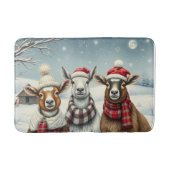 羊と小屋のある冬の風景 バスマット (正面)