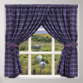 羊と平和な景色を望む窓 ポスター (正面)