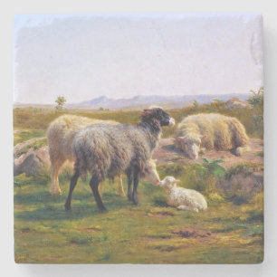 羊と羊の自然(by Rosa Bonheur) ストーンコースター