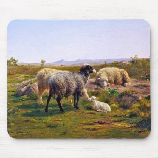 羊と羊の自然(by Rosa Bonheur) マウスパッド (正面)