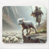 羊と羊飼い山の崖 マウスパッド (正面)