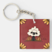 羊と花 キーホルダー (正面)