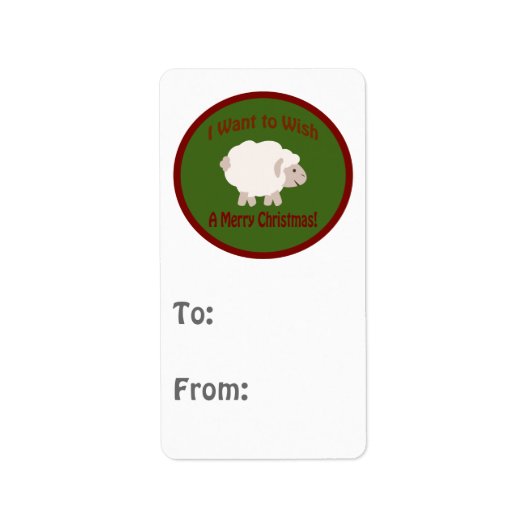 羊にクリスマスの挨拶をしたいタグ ラベル (正面)