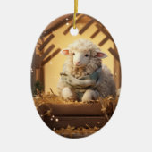 羊のおもしろいクリスマス、農場愛好家のためのギフト セラミックオーナメント (正面)