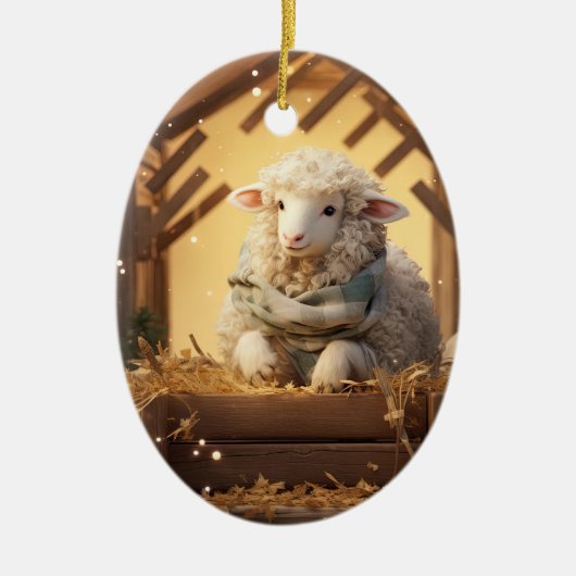 羊のおもしろいクリスマス、農場愛好家のためのギフト セラミックオーナメント (正面)