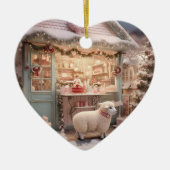 羊のおもしろいクリスマス、農場愛好家のためのギフト セラミックオーナメント (正面)