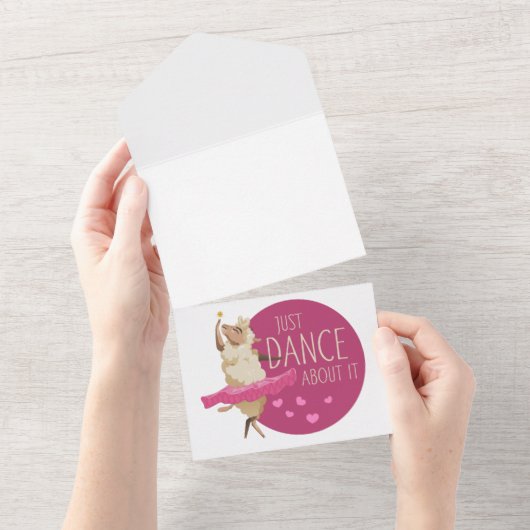 羊のおもしろいメッセージ – それについて踊る1 オールインワン招待状 (貼ってはがせる)