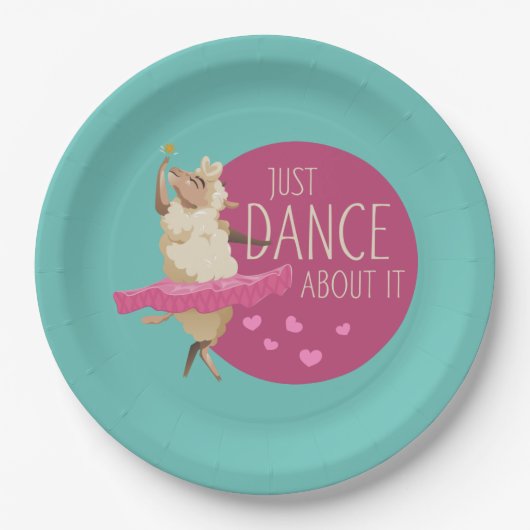 羊のおもしろいメッセージ – それについて踊る1 ペーパープレート (正面)