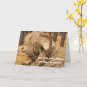 羊のおもしろい誕生日、古い、髪の毛の日! カード (黄色い花)