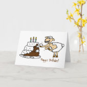 羊のお誕生日ケーキ カード (黄色い花)