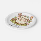 羊のかわいらし赤ちゃんシャワー ペーパープレート (アングル)