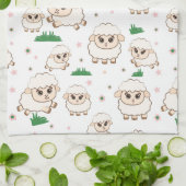 羊のよくはしゃぐ柄 キッチンタオル (折り畳み)