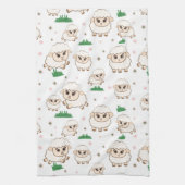 羊のよくはしゃぐ柄 キッチンタオル (縦)