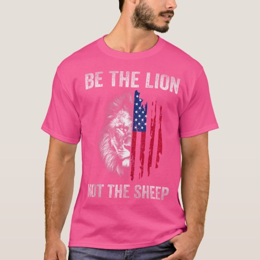 羊のアメリカの愛国心の子供Mではなくライオンである Tシャツ (正面)