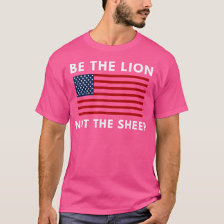 羊のアメリカ国旗の愛国心ではなくライオンである Tシャツ