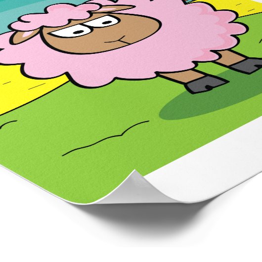 羊のイラストレーション – キッズファーム動物アートポスター ポスター (角)