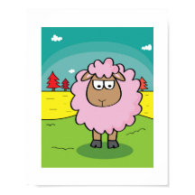 羊のイラストレーション – キッズファーム動物アートポスター