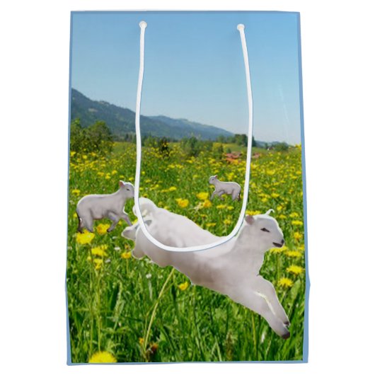 羊のイースターの跳躍 ミディアムペーパーバッグ (裏面)