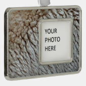 羊のウール抽象芸術自然写真 シルバープレートフレームオーナメント (右)