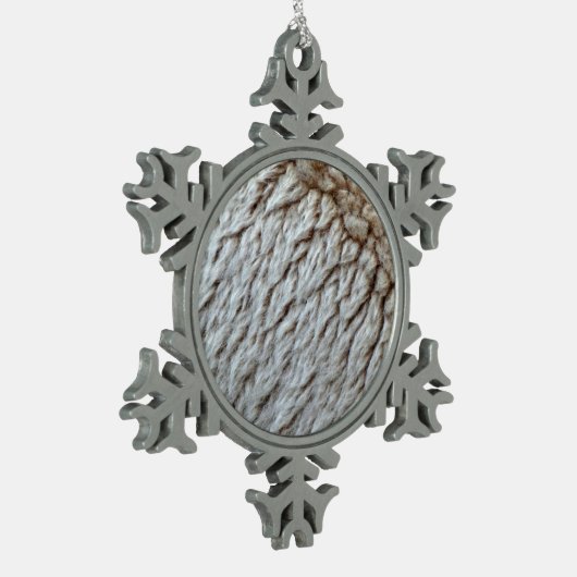 羊のウール抽象芸術自然写真 スノーフレークピューターオーナメント (左)