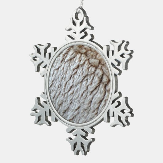 羊のウール抽象芸術自然写真 スノーフレークピューターオーナメント (右)