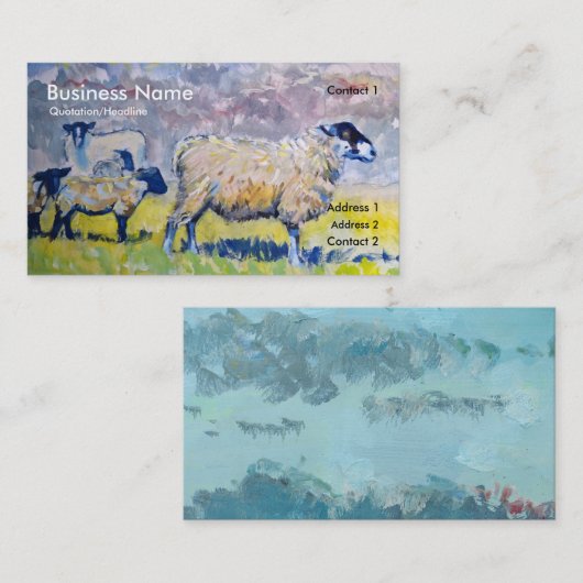 羊のカラフル子羊と曇り空の名刺 名刺 (正面/裏面)
