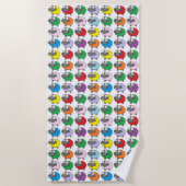 羊のカラフル漫画 ビーチタオル (正面)