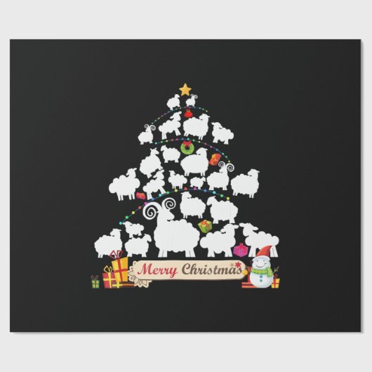 羊のクリスマスツリーの贈り物 |おもしろいクリスマスギフト ラッピングペーパー (フラット)