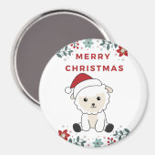 羊のクリスマスヒツジ冬の動物磁石 マグネット (正面/裏面)