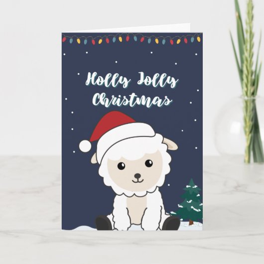羊のクリスマス羊の冬の動物のカード カード (正面)