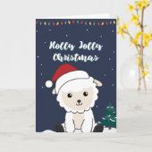 羊のクリスマス羊の冬の動物のカード カード (黄色い花)