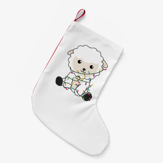 羊のクリスマス雪の冬の動物が大人Cを覆う スモールクリスマスストッキング (正面 (吊り時))