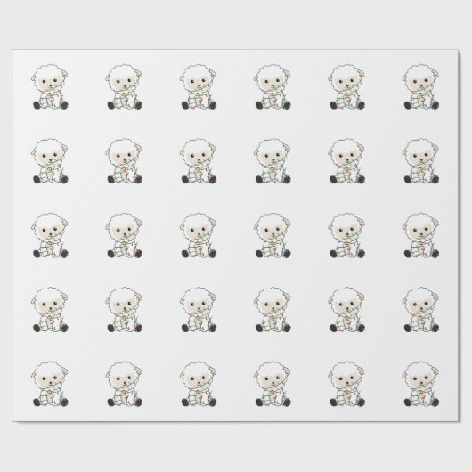 羊のクリスマス雪の冬の動物が羊の毛を刈る ラッピングペーパー (フラット)