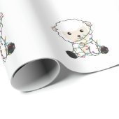 羊のクリスマス雪の冬の動物が羊の毛を刈る ラッピングペーパー (ロールコーナー)