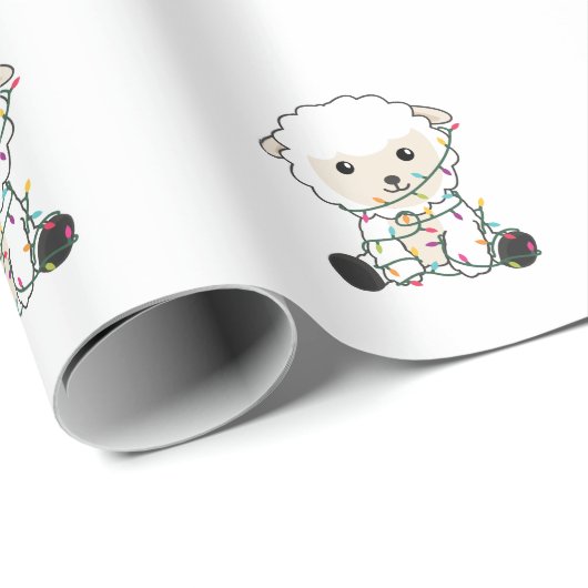 羊のクリスマス雪の冬の動物が羊の毛を刈る ラッピングペーパー (ロールコーナー)