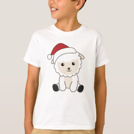 羊のクリスマス雪の冬の動物が羊の毛を刈る Tシャツ