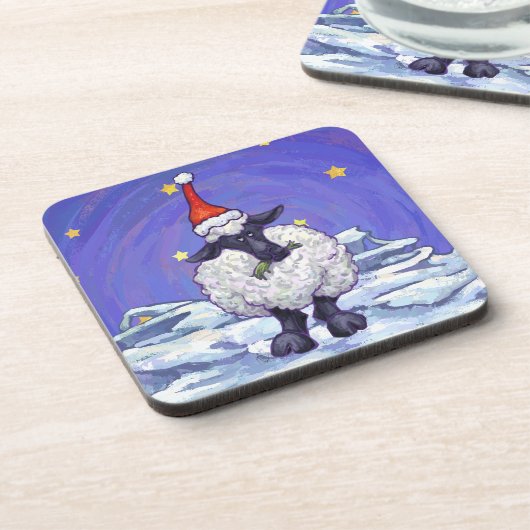 羊のクリスマス コースター (左側)
