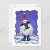 羊のクリスマス シーズンポストカード (正面/裏面)