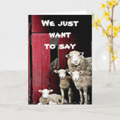 "羊のグループ"あなたが"ハッピーバースデー" カード (黄色い花)