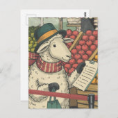 羊のショッピングヴィンテージ ポストカード (正面/裏面)