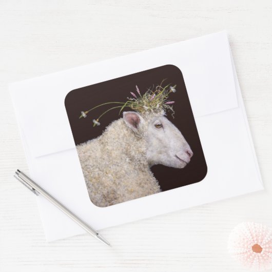 羊のシールを押し付ける スクエアシール (封筒)