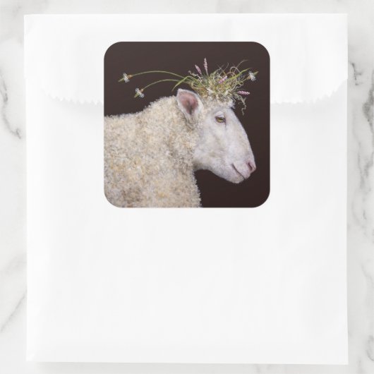 羊のシールを押し付ける スクエアシール (バッグ)